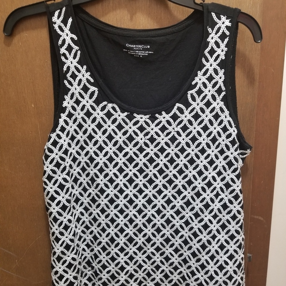 Petite tank top with sequins detail